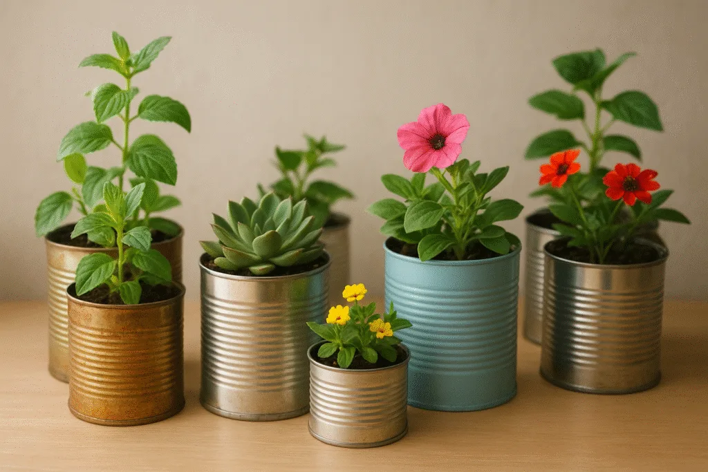 ideas creativas para plantar en latas recicladas