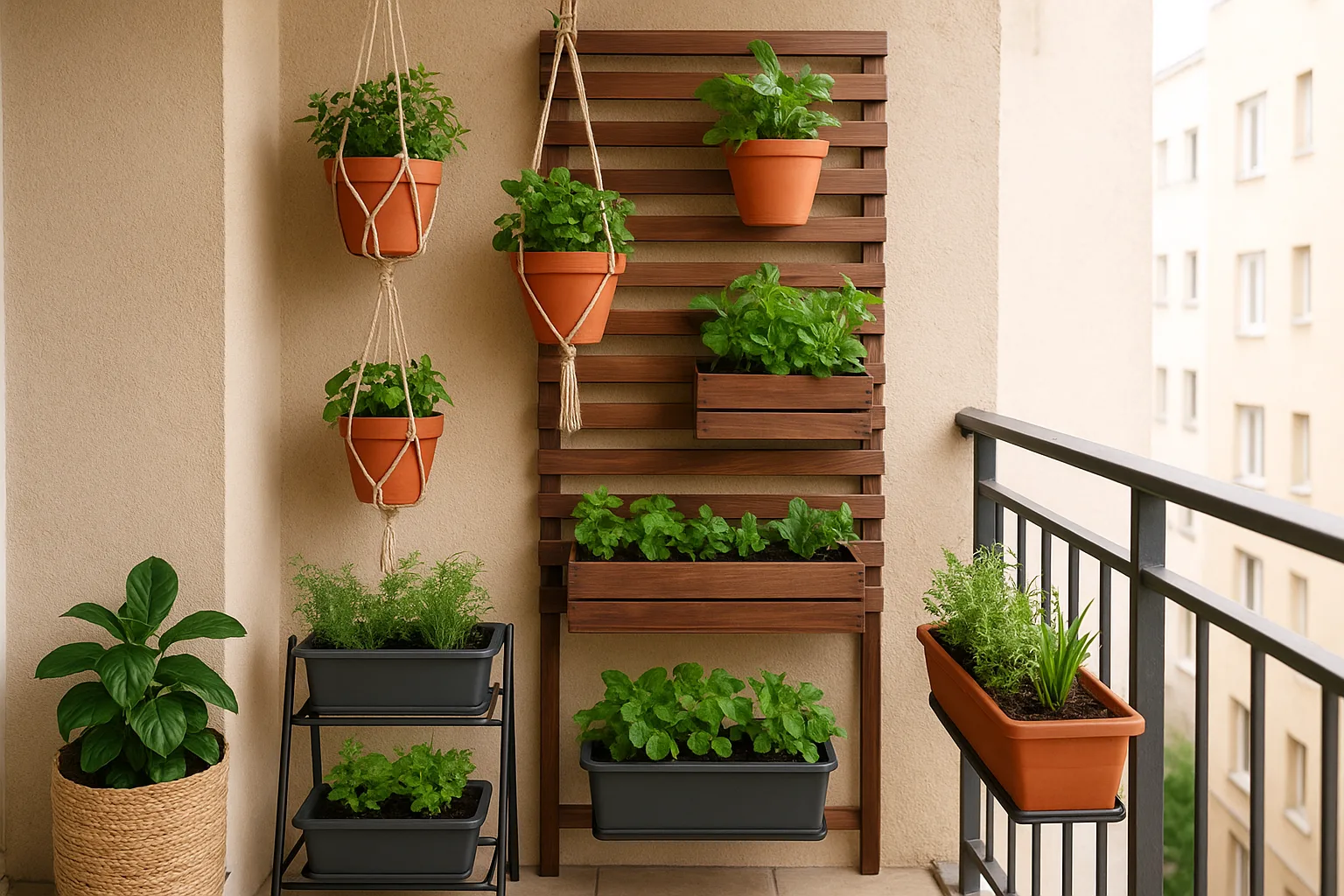10 ideas de huertas suspendidas para balcones pequeños